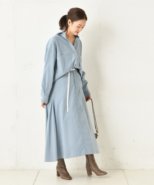 DouDou（ドゥドゥ）の「コールテンフレアスカート（スカート・レディース・ベージュ/サックスブルー/ラベンダー・36/38）」の21枚目の写真