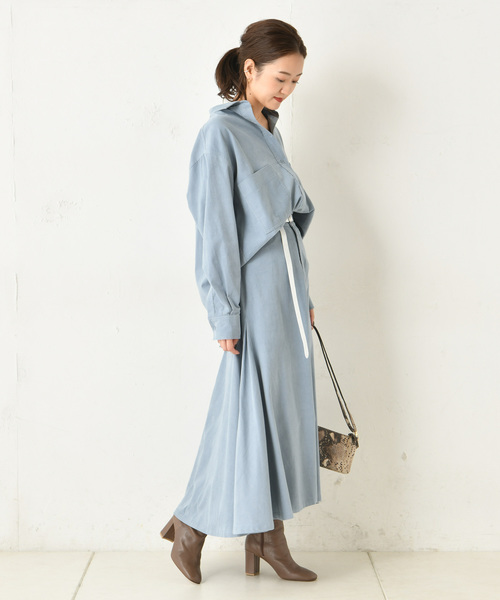 DouDou（ドゥドゥ）の「コールテンフレアスカート（スカート・レディース・ベージュ/サックスブルー/ラベンダー・36/38）」の22枚目の写真