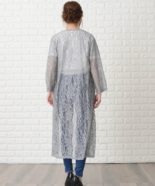 Lace Ladies(レースレディース)の「花柄総レースロング丈カーディガン(カーディガン/ボレロ・レディース・ブラック/ネイビー/グレー・FREE)」の13枚目の写真