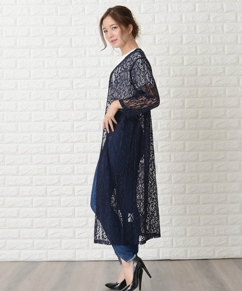 Lace Ladies(レースレディース)の「花柄総レースロング丈カーディガン(カーディガン/ボレロ・レディース・ブラック/ネイビー/グレー・FREE)」の19枚目の写真