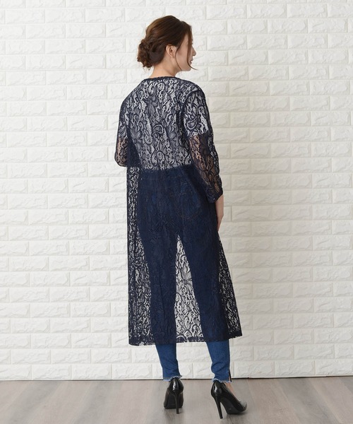 Lace Ladies(レースレディース)の「花柄総レースロング丈カーディガン(カーディガン/ボレロ・レディース・ブラック/ネイビー/グレー・FREE)」の20枚目の写真