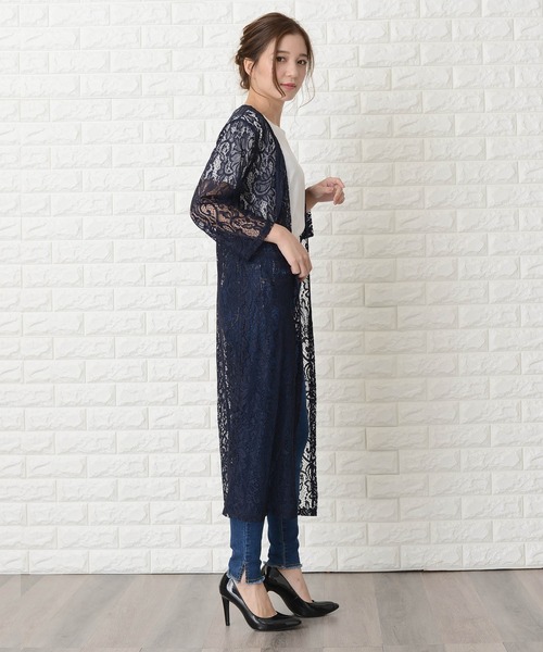 Lace Ladies(レースレディース)の「花柄総レースロング丈カーディガン(カーディガン/ボレロ・レディース・ブラック/ネイビー/グレー・FREE)」の21枚目の写真
