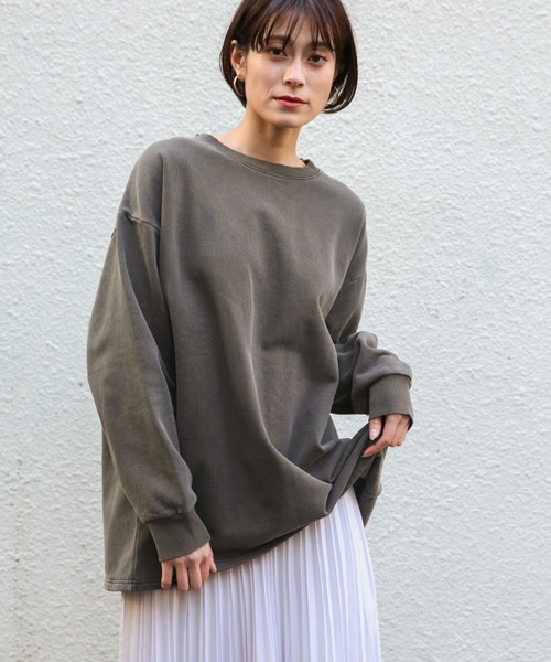 LOWRYS FARM（ローリーズファーム）の「ピグメントウラケＢＩＧプルオーバー　867024（スウェット・レディース・チャコールグレー/ベージュ/グリーン/パープル・FREE）」の20枚目の写真