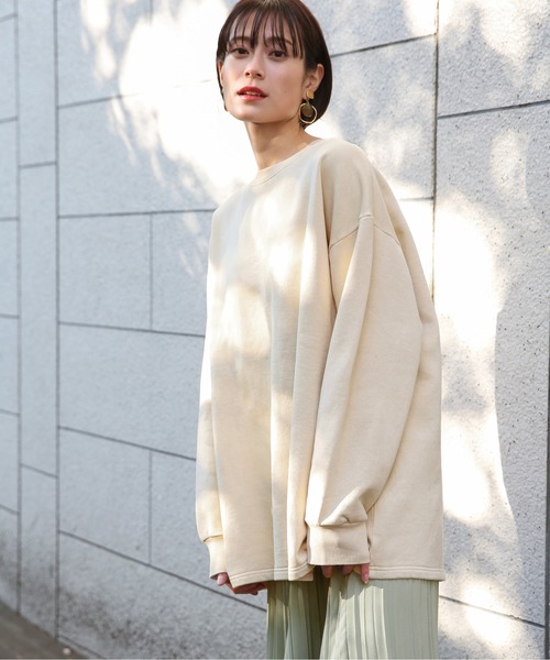 LOWRYS FARM（ローリーズファーム）の「ピグメントウラケＢＩＧプルオーバー　867024（スウェット・レディース・チャコールグレー/ベージュ/グリーン/パープル・FREE）」の19枚目の写真