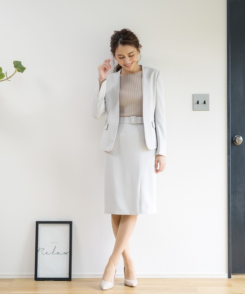 セール 2wayストレッチオックス ベルト付きラップ風スカート 裏付き スーツスカート White Joola ホワイトジョーラ のファッション通販 Zozotown