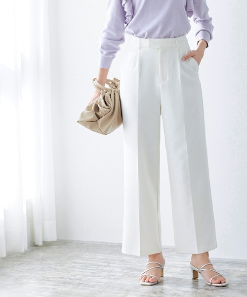 Pierrot（ピエロ）の「センタープレスボックスパンツ（その他パンツ・レディース・ホワイト/ブラック/ミント/ピンク系その他/ライトピンク/ベージュ/ブルーグレー・M/L/XS）」の2枚目の写真