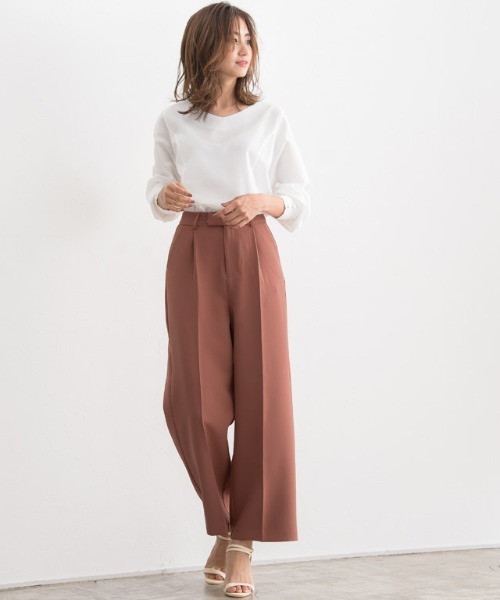 Pierrot（ピエロ）の「センタープレスボックスパンツ（その他パンツ・レディース・ホワイト/ブラック/ミント/ピンク系その他/ライトピンク/ベージュ/ブルーグレー・M/L/XS）」の14枚目の写真