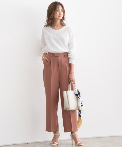 Pierrot（ピエロ）の「センタープレスボックスパンツ（その他パンツ・レディース・ホワイト/ブラック/ミント/ピンク系その他/ライトピンク/ベージュ/ブルーグレー・M/L/XS）」の8枚目の写真