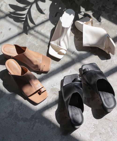 KOBE LETTUCE（コウベレタス）の「ソフトタッチトングチャンキーサンダル（サンダル・レディース・ブラック/アイボリー/キャメル・LL/S/M/L）」の10枚目の写真