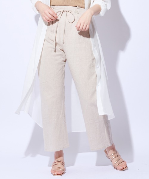 natural couture（ナチュラルクチュール）の「綿麻共リボンワイドパンツ（その他パンツ・レディース・ベージュ/カーキ/ライトベージュ・FREE）」の12枚目の写真
