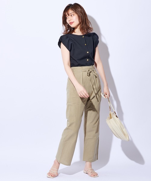 natural couture（ナチュラルクチュール）の「綿麻共リボンワイドパンツ（その他パンツ・レディース・ベージュ/カーキ/ライトベージュ・FREE）」の13枚目の写真