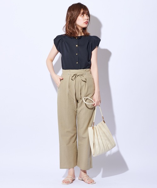 natural couture（ナチュラルクチュール）の「綿麻共リボンワイドパンツ（その他パンツ・レディース・ベージュ/カーキ/ライトベージュ・FREE）」の16枚目の写真