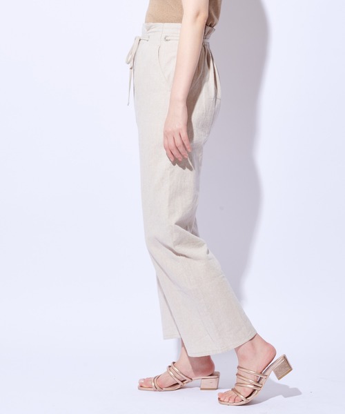 natural couture（ナチュラルクチュール）の「綿麻共リボンワイドパンツ（その他パンツ・レディース・ベージュ/カーキ/ライトベージュ・FREE）」の9枚目の写真