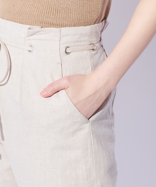 natural couture（ナチュラルクチュール）の「綿麻共リボンワイドパンツ（その他パンツ・レディース・ベージュ/カーキ/ライトベージュ・FREE）」の7枚目の写真