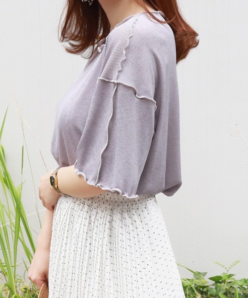 PairPair（ペアペア）の「配色メローTシャツ（Tシャツ/カットソー・レディース・アイボリー/ライトグリーン/ラベンダー/ブラック・FREE）」の18枚目の写真