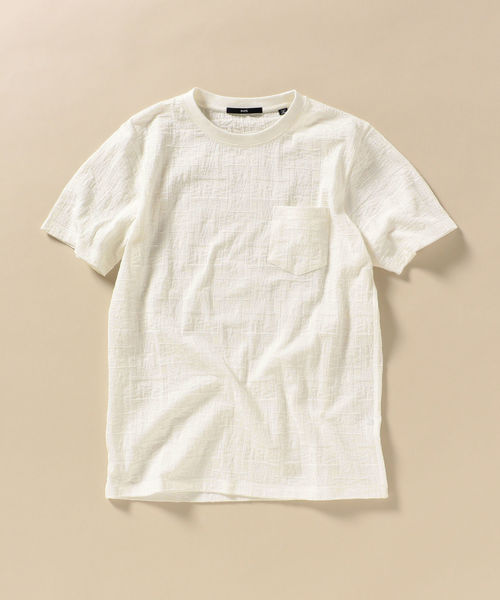 SHIPS（シップス）の「SC: リンクス ジャガード バンダナ柄 Tシャツ（Tシャツ/カットソー・メンズ・ホワイト/ベージュ/ロイヤルブルー/ピンク・S/M/L/XL）」の2枚目の写真