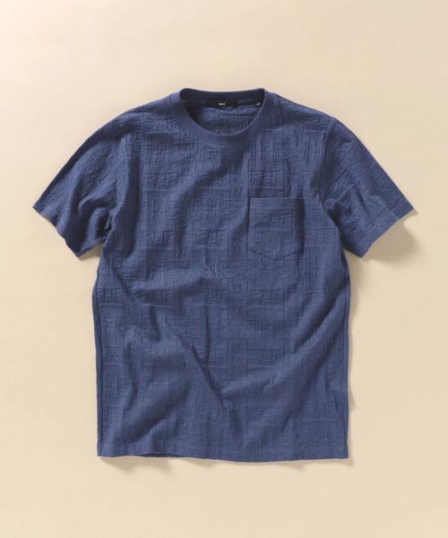 SHIPS（シップス）の「SC: リンクス ジャガード バンダナ柄 Tシャツ（Tシャツ/カットソー・メンズ・ホワイト/ベージュ/ロイヤルブルー/ピンク・S/M/L/XL）」の4枚目の写真