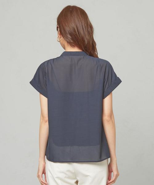 THE STATION STORE(ザ ステーション ストア)の「<closet story>スパンボタン スタンドカラーブラウス(シャツ/ブラウス・レディース・ネイビー/ダークブラウン・FREE)」の5枚目の写真