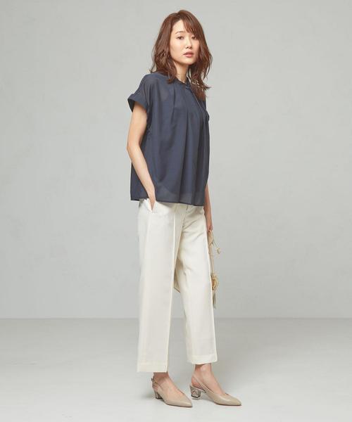 THE STATION STORE(ザ ステーション ストア)の「<closet story>スパンボタン スタンドカラーブラウス(シャツ/ブラウス・レディース・ネイビー/ダークブラウン・FREE)」の10枚目の写真