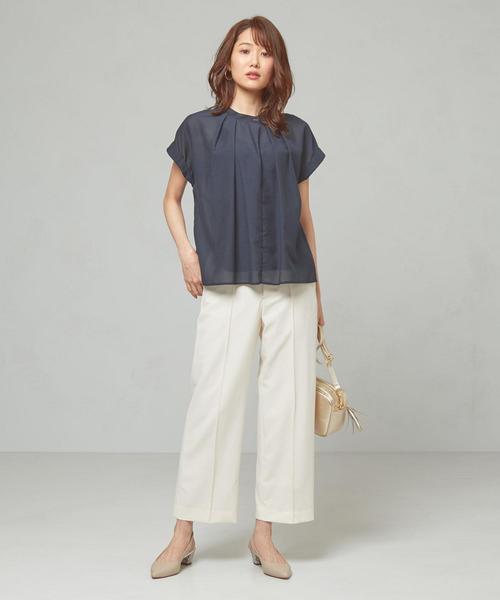 THE STATION STORE(ザ ステーション ストア)の「<closet story>スパンボタン スタンドカラーブラウス(シャツ/ブラウス・レディース・ネイビー/ダークブラウン・FREE)」の11枚目の写真