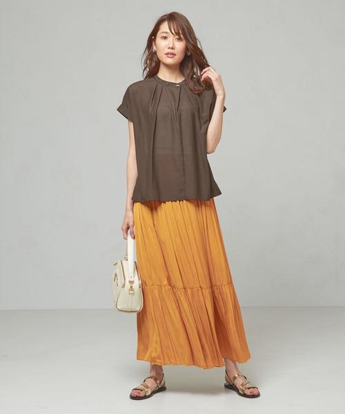 THE STATION STORE(ザ ステーション ストア)の「<closet story>スパンボタン スタンドカラーブラウス(シャツ/ブラウス・レディース・ネイビー/ダークブラウン・FREE)」の13枚目の写真