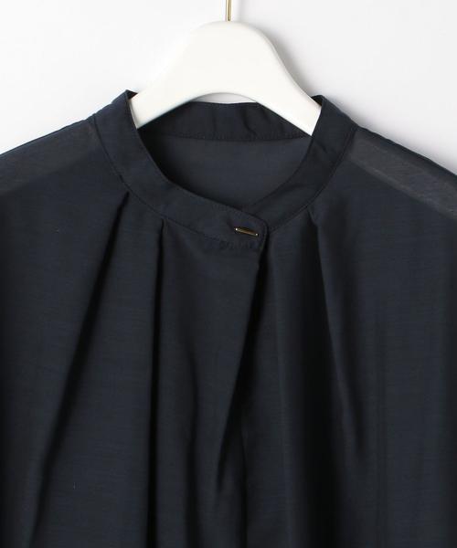 THE STATION STORE(ザ ステーション ストア)の「<closet story>スパンボタン スタンドカラーブラウス(シャツ/ブラウス・レディース・ネイビー/ダークブラウン・FREE)」の14枚目の写真