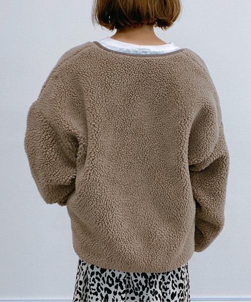 ap retro（アプレトロ）の「リバーシブルキルティング×ボアジャケット【ZOZO限定アイテム】（ノーカラージャケット・レディース・オフホワイト/カーキ/モカ・FREE）」の9枚目の写真