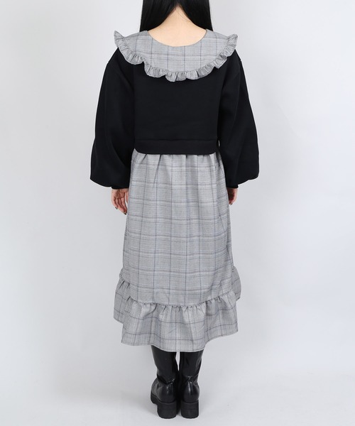 WC（ダブル シー）の「WC/クマ刺繍ドッキングワンピース（ワンピース・レディース・ブラック/ブラウン・FREE）」の5枚目の写真