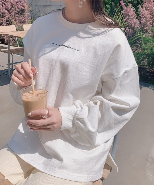 VANNIE U（ヴァニーユー）の「２WAYプリントロゴロンT（Tシャツ/カットソー・レディース・ホワイト系その他2/ホワイト系その他3/ホワイト系その他4/ホワイト系その他/ベージュ/グレイッシュベージュ/レモンイエロー/ミント/ライム・FREE）」の3枚目の写真