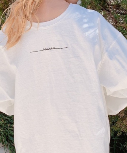 VANNIE U（ヴァニーユー）の「２WAYプリントロゴロンT（Tシャツ/カットソー・レディース・ホワイト系その他2/ホワイト系その他3/ホワイト系その他4/ホワイト系その他/ベージュ/グレイッシュベージュ/レモンイエロー/ミント/ライム・FREE）」の10枚目の写真