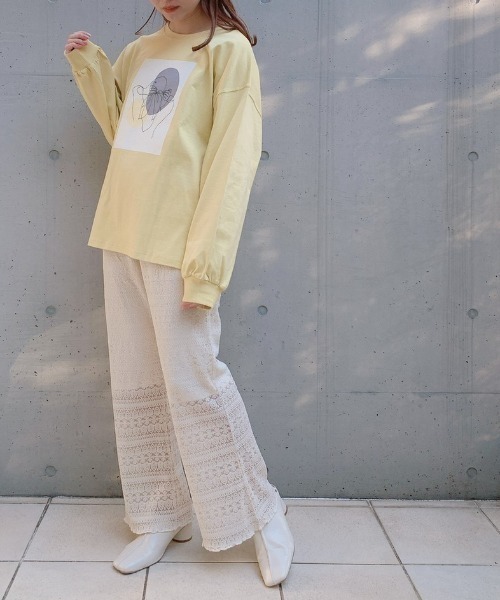 VANNIE U（ヴァニーユー）の「２WAYプリントロゴロンT（Tシャツ/カットソー・レディース・ホワイト系その他2/ホワイト系その他3/ホワイト系その他4/ホワイト系その他/ベージュ/グレイッシュベージュ/レモンイエロー/ミント/ライム・FREE）」の21枚目の写真