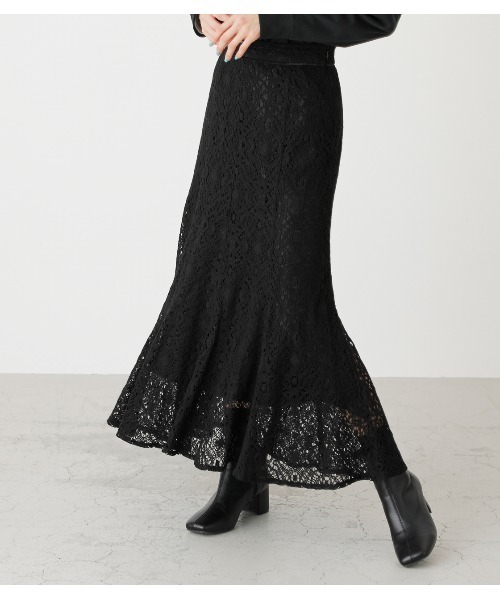 AZUL by moussy（アズールバイマウジー）の「LACE NARROW SKIRT/レースナロースカート（スカート・レディース・ライム/オフホワイト/ブラック・SMALL/MEDIUM）」の14枚目の写真