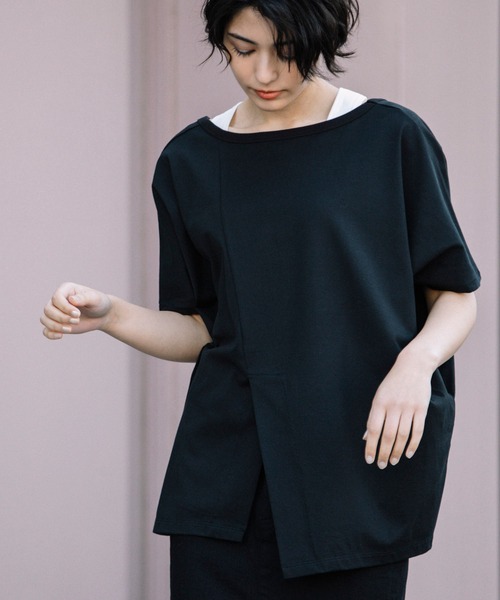 Munich(ミューニック)の「トルファンコットンジャージー 2WAYプルオーバー(Tシャツ/カットソー・レディース・ホワイト/ブラック/カーキ/キャメル・FREE)」の2枚目の写真