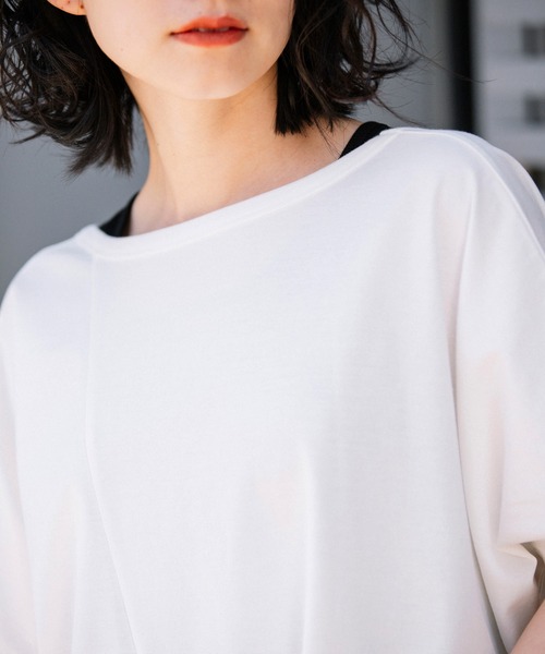 Munich(ミューニック)の「トルファンコットンジャージー 2WAYプルオーバー(Tシャツ/カットソー・レディース・ホワイト/ブラック/カーキ/キャメル・FREE)」の9枚目の写真