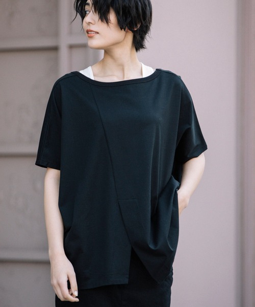Munich(ミューニック)の「トルファンコットンジャージー 2WAYプルオーバー(Tシャツ/カットソー・レディース・ホワイト/ブラック/カーキ/キャメル・FREE)」の7枚目の写真