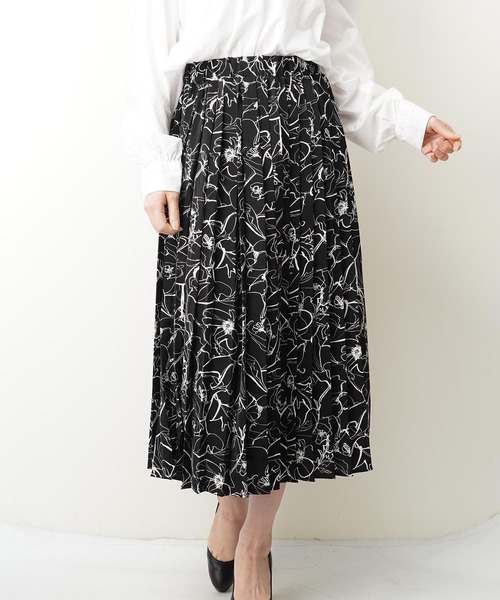 おしゃれスタ(オシャレスタ)の「アートラインpt プリーツスカート(LC)(スカート・レディース・ブラック/アイボリー/ベージュ・FREE)」の10枚目の写真