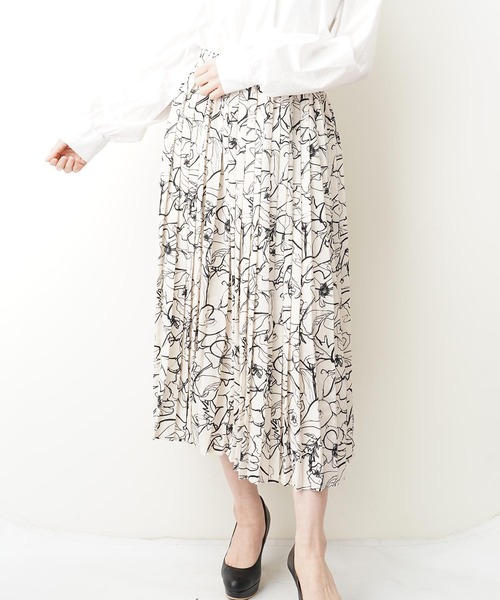 おしゃれスタ(オシャレスタ)の「アートラインpt プリーツスカート(LC)(スカート・レディース・ブラック/アイボリー/ベージュ・FREE)」の6枚目の写真