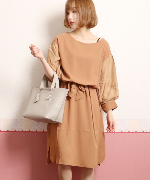 セール Switch パフスリーブストライプ異素材ワンピース ワンピース Funalive ファンアライブ のファッション通販 Zozotown