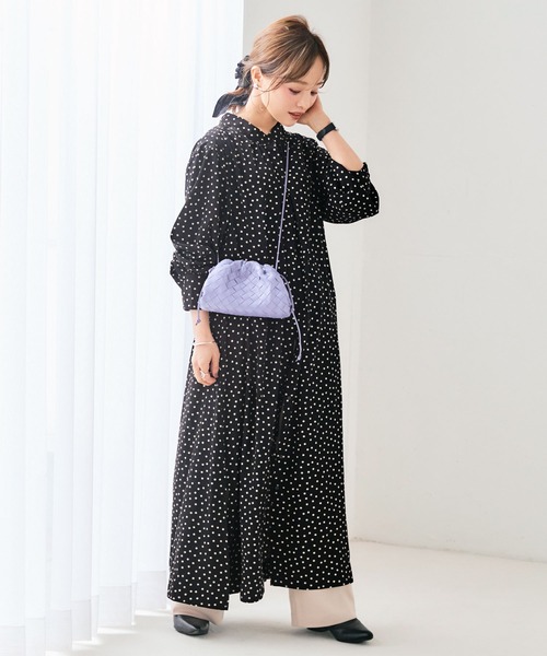 KOBE LETTUCE（コウベレタス）の「選べる2タイプバンドカラーブラウス＆シャツワンピース（ワンピース・レディース・ホワイト/ブラック/その他/ホワイト系その他/ブラック系その他/ストライプ/ホワイト系その他2/ホワイト系その他3/ブラック系その他2/ブラック系その他3/ブラック系その他4/ブラウン系その他/ブラウン系その他2/ブラック系その他5/ブラック系その他7/ベージュ系その他2/ブラック系1/ブラック系/ブラック系その他6/ベージュ系その他・1/2）」の8枚目の写真