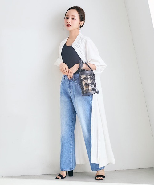 KOBE LETTUCE（コウベレタス）の「選べる2タイプバンドカラーブラウス＆シャツワンピース（ワンピース・レディース・ホワイト/ブラック/その他/ホワイト系その他/ブラック系その他/ストライプ/ホワイト系その他2/ホワイト系その他3/ブラック系その他2/ブラック系その他3/ブラック系その他4/ブラウン系その他/ブラウン系その他2/ブラック系その他5/ブラック系その他7/ベージュ系その他2/ブラック系1/ブラック系/ブラック系その他6/ベージュ系その他・1/2）」の21枚目の写真