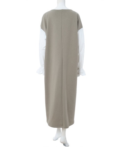 fifth calin（フィフスカラン）の「ドッキングスリーブウラケワンピース（ワンピース・レディース・ライトグレー/カーキ・MEDIUM）」の6枚目の写真