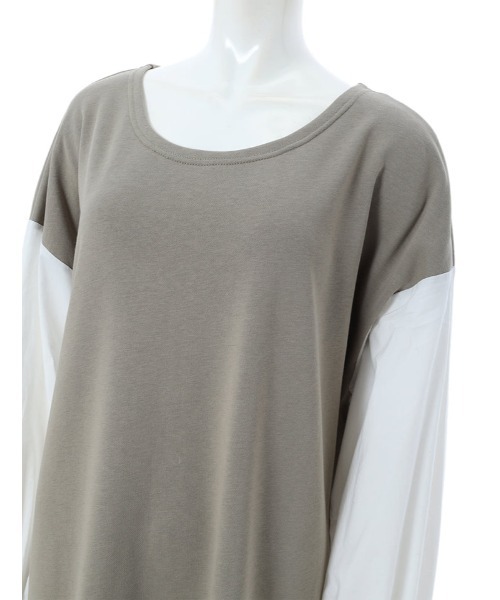 fifth calin（フィフスカラン）の「ドッキングスリーブウラケワンピース（ワンピース・レディース・ライトグレー/カーキ・MEDIUM）」の7枚目の写真