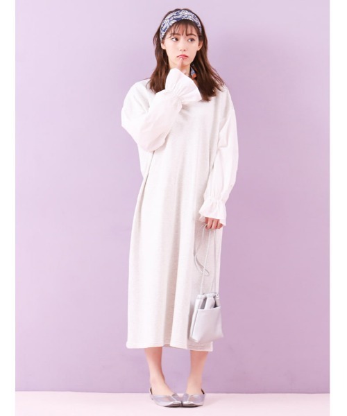 fifth calin（フィフスカラン）の「ドッキングスリーブウラケワンピース（ワンピース・レディース・ライトグレー/カーキ・MEDIUM）」の14枚目の写真