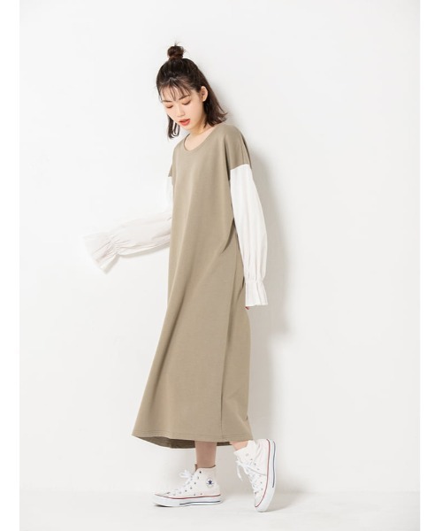 fifth calin（フィフスカラン）の「ドッキングスリーブウラケワンピース（ワンピース・レディース・ライトグレー/カーキ・MEDIUM）」の19枚目の写真