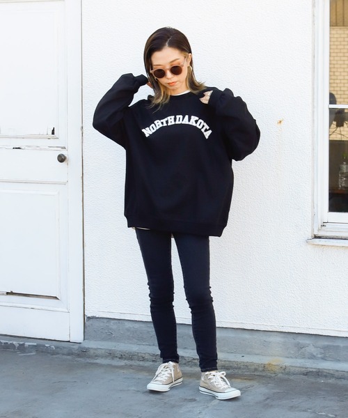 Auntie Rosa Holiday(アンティローザホリデー)の「NORTH DAKOTA ロゴプリントスウェット(スウェット・レディース・ホワイト/ブラック/グリーン/パープル/モカ/ブルー・FREE)」の8枚目の写真