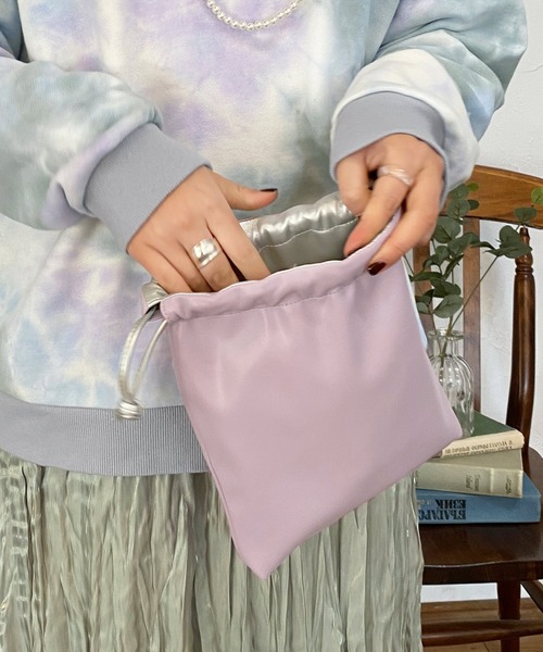 mimi toujours（ミミトゥジュール）の「巾着 バッグ リバーシブル 4way omom×mimi toujours（ショルダーバッグ・レディース・ベージュ/パープル・F）」の9枚目の写真