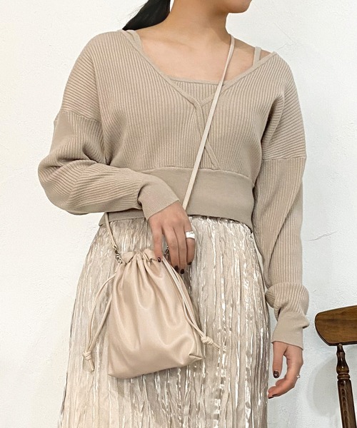 mimi toujours（ミミトゥジュール）の「巾着 バッグ リバーシブル 4way omom×mimi toujours（ショルダーバッグ・レディース・ベージュ/パープル・F）」の17枚目の写真