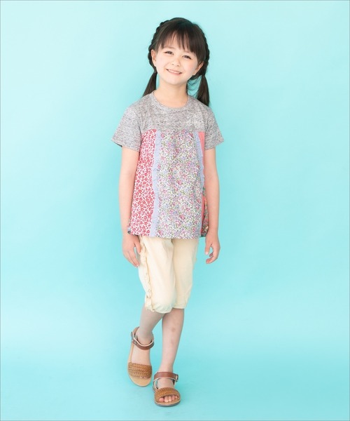 RAGMART（ラグマート）の「パッチワークチュニックＴシャツ 花柄 ストライプ フリル（Tシャツ/カットソー・キッズ・ブルー/ピンク・90cm/80ｃｍ/95cm）」の12枚目の写真