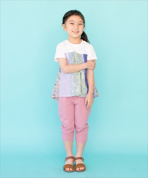 RAGMART（ラグマート）の「パッチワークチュニックＴシャツ 花柄 ストライプ フリル（Tシャツ/カットソー・キッズ・ブルー/ピンク・90cm/80ｃｍ/95cm）」の6枚目の写真