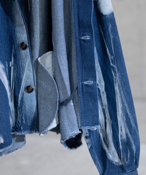 JOHN'S CLOSET（ジョンズクローゼット）の「【i】ブリーチデニムショート丈ジャケット（デニムジャケット・メンズ・ブルー/ブラック・LARGE/MEDIUM）」の10枚目の写真